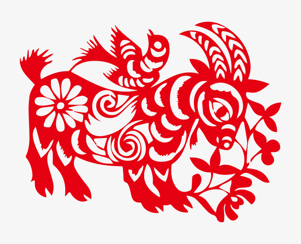 好看的生肖羊剪纸图案