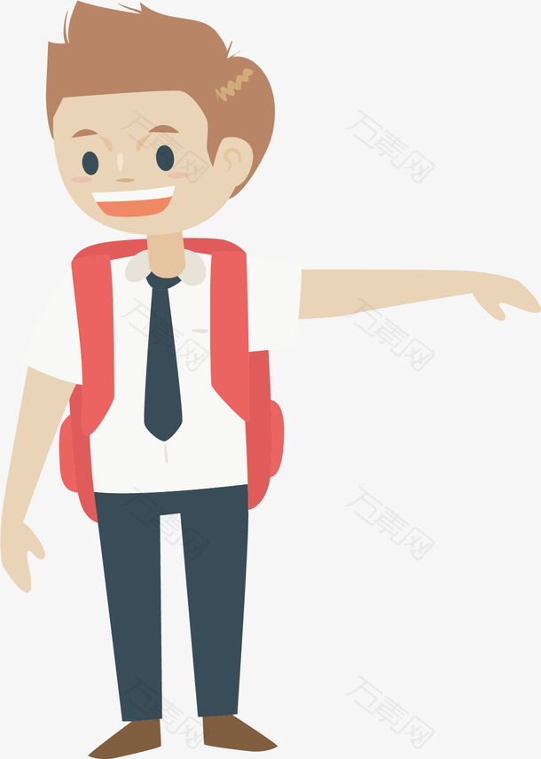 矢量图穿校服背书包的学生