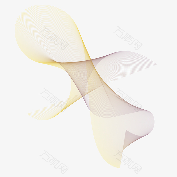 黄色曲线科技感线条矢量免抠图