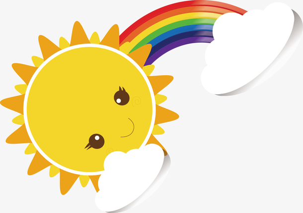 阳光画画彩虹装饰设计矢量