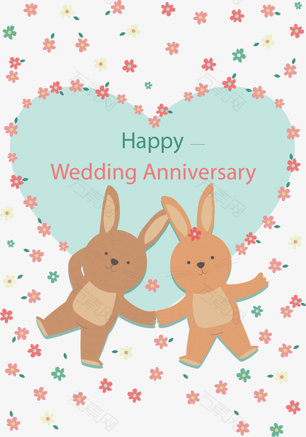 卡通情侣兔子海报