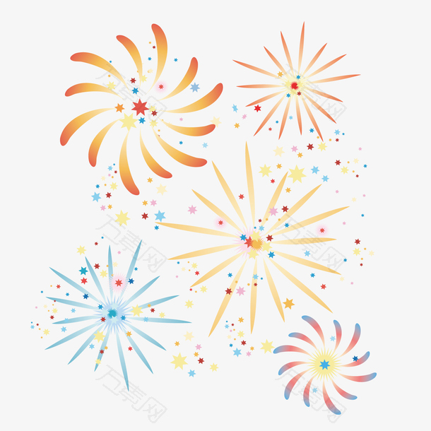 彩色渐变烟花爆炸庆祝