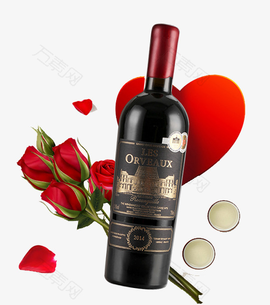 红心玫瑰情人节葡萄酒
