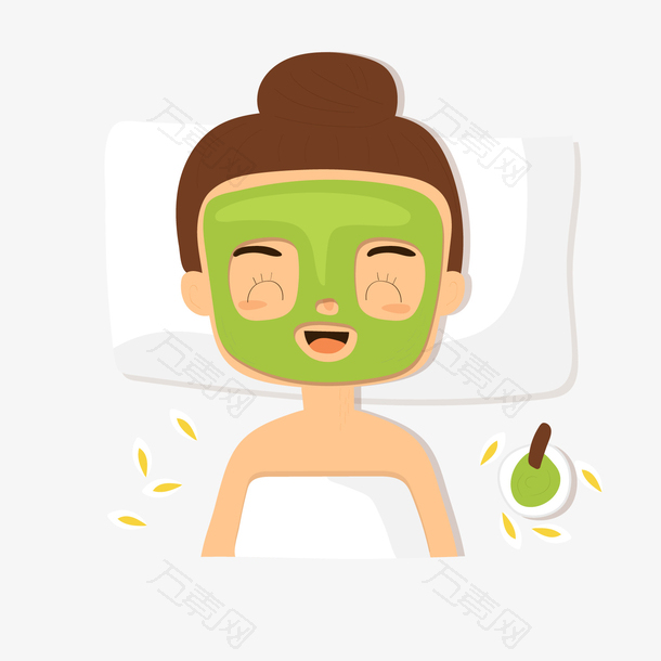 白色创意面膜保养元素