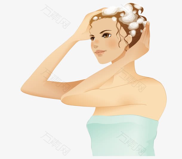 洗头发的美女矢量