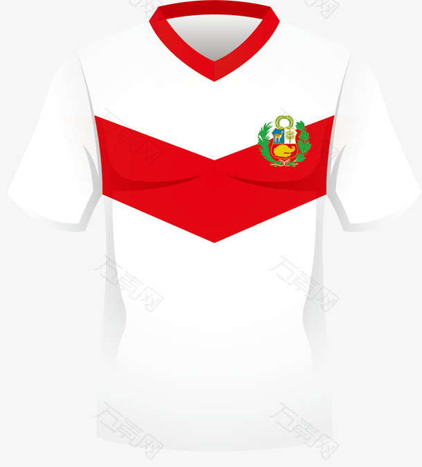 红白配色矢量卡通球衣