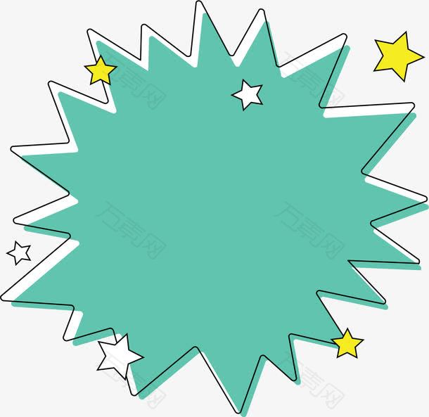 星星花纹绿色爆炸贴