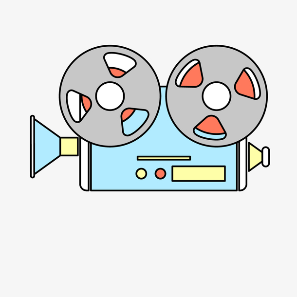 彩色手绘圆弧电影放映元素