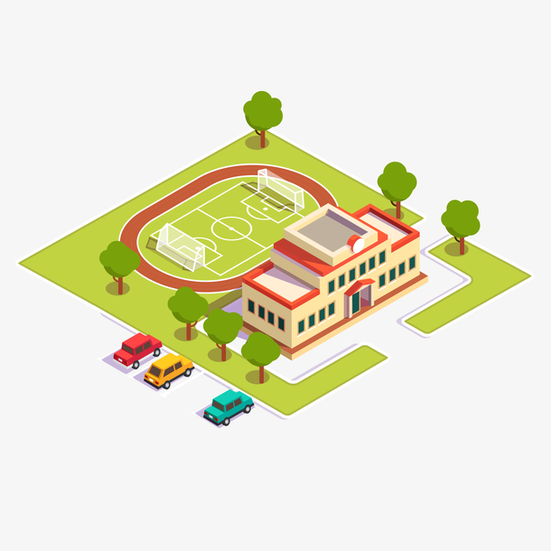 彩色创意学校操场元素