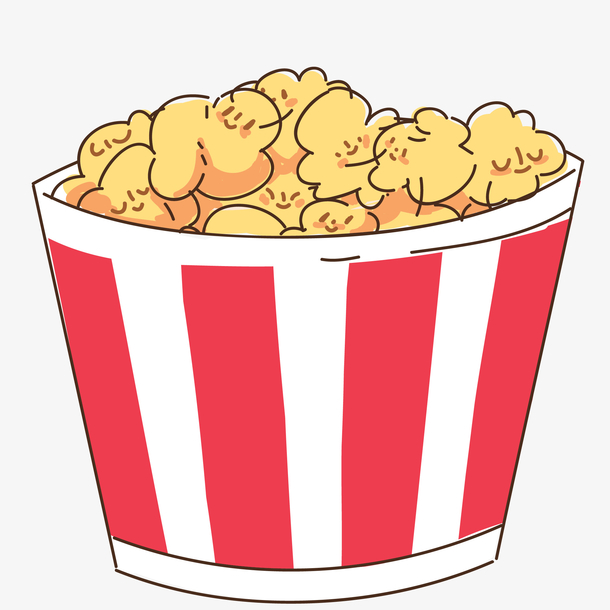 手绘矢量看电影零食爆米花