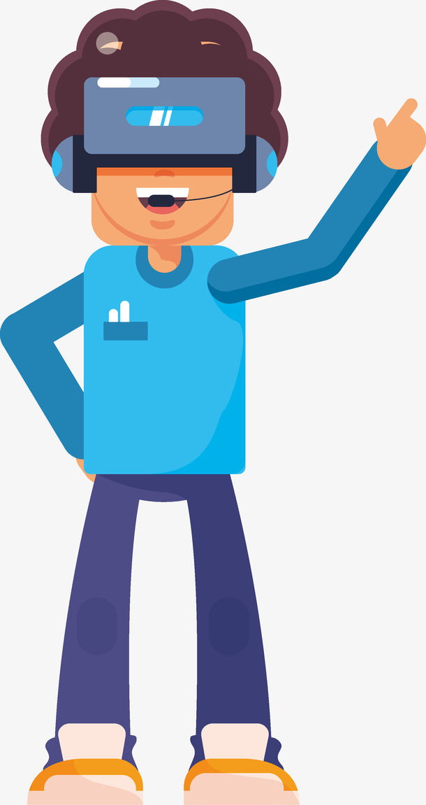 蓝色衣服人物科技虚拟现实游戏中