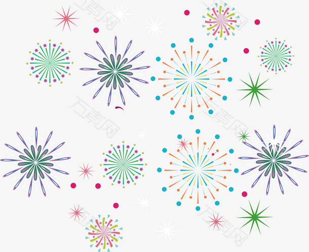 五光十色的烟花矢量