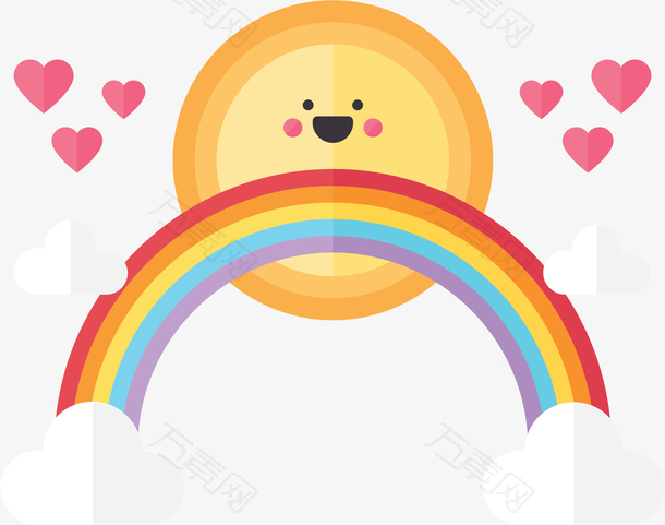 卡通太阳美丽彩虹