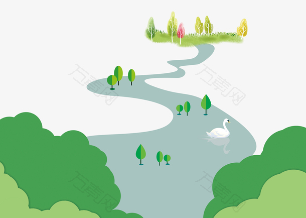 卡通手绘绿色踏青户外背景