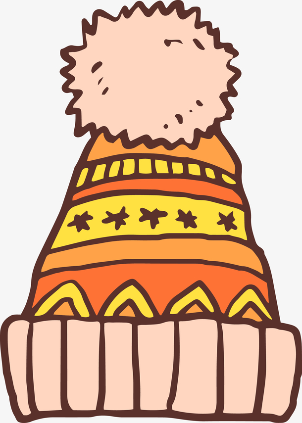 手绘卡通毛线帽素材图