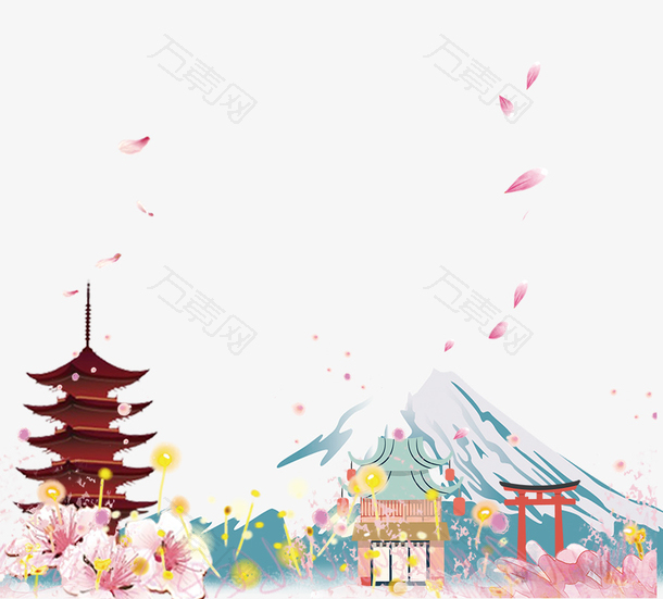 富士山浪漫樱花装饰