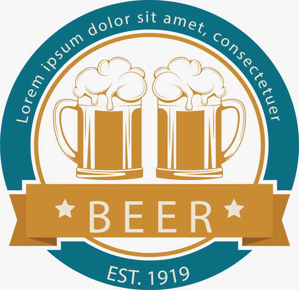 冒泡的啤酒杯节日标签