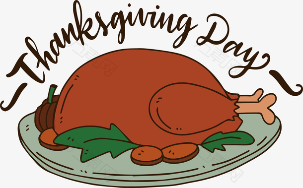手绘感恩节火鸡