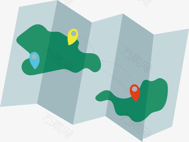 可爱卡通旅游矢量地图素材元素