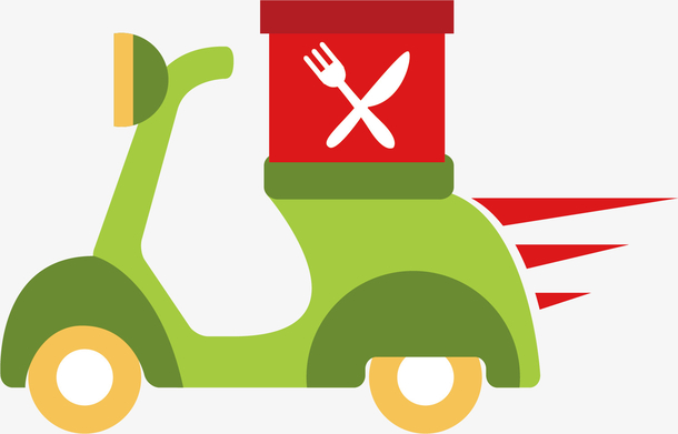 矢量图外卖车绿色