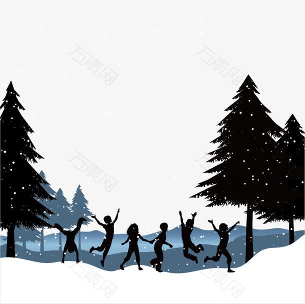 雪景冬季下雪矢量漫天飞雪素材