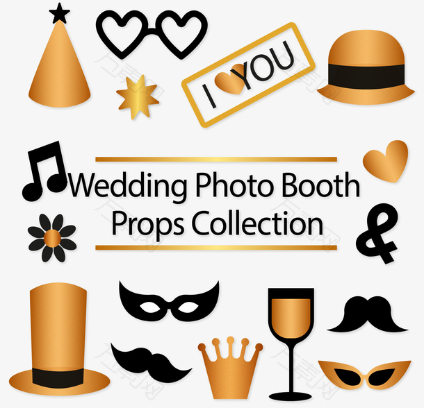 婚礼玫瑰金色装贴纸