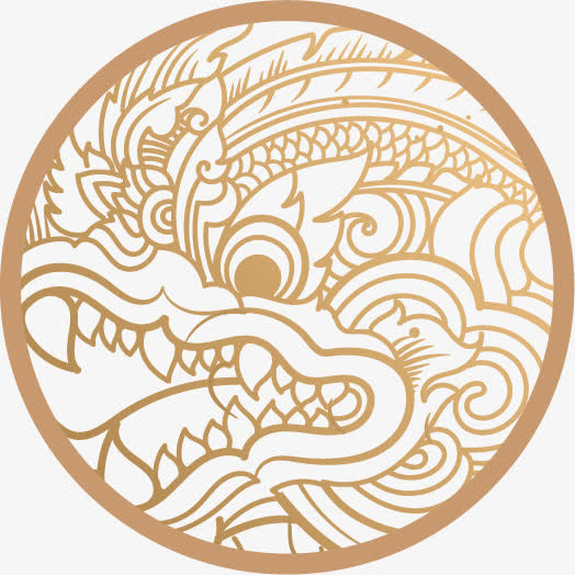 矢量金线描边龙图腾