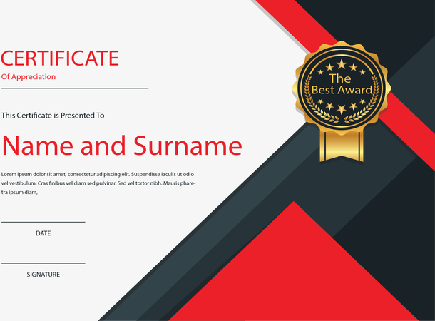 红黑配色证书模板