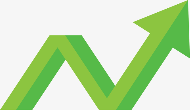 绿色曲线向上箭头