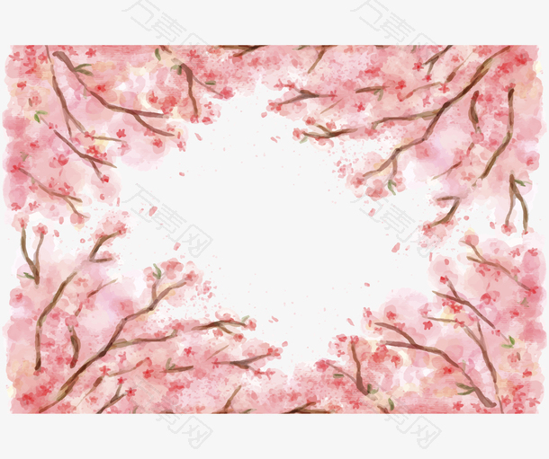 手绘粉红色浪漫樱花