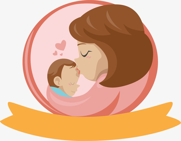 粉红母亲甜蜜的吻