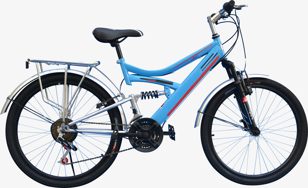 蓝色拴着气球的自行车png元素素材图片下载-万素网