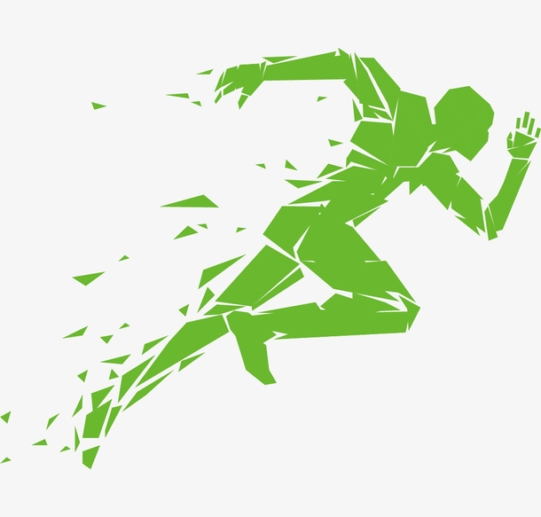 卡通绿色跑步的人物