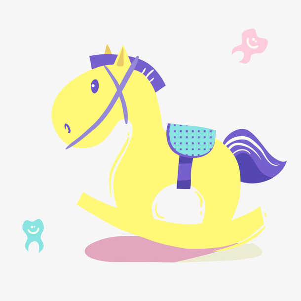 卡通婴幼儿可爱玩具小木马素材