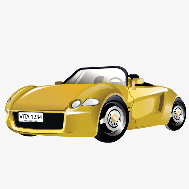 矢量黄色卡通跑车敞篷车