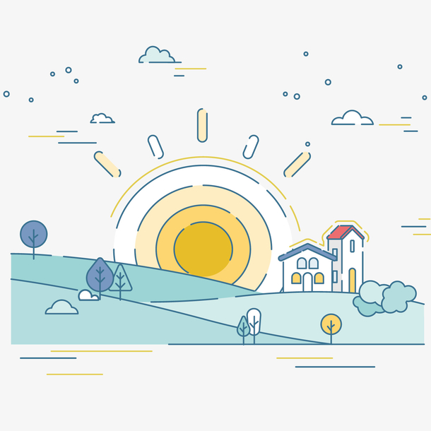 太阳日出矢量插画