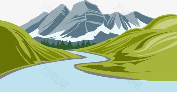 山川河流背景矢量