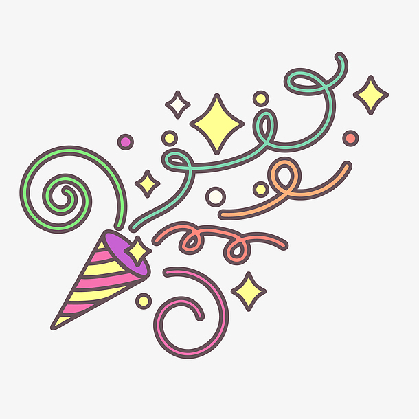 矢量卡通手绘彩色礼炮