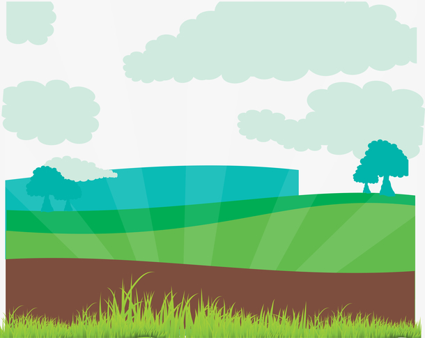 卡通路边风景背景矢量图