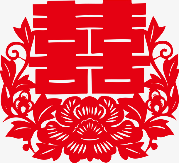 双喜剪纸素材png图