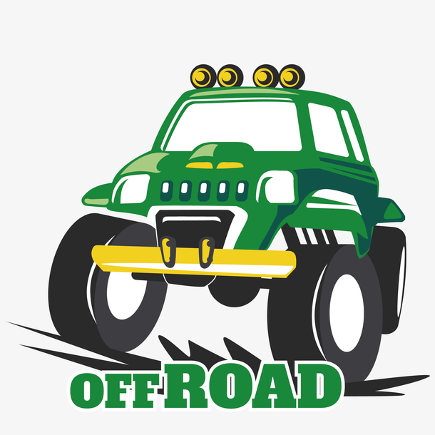 创意彩色手绘越野汽车矢量素材