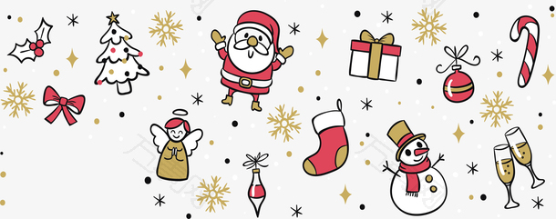 可爱卡通圣诞元素花纹