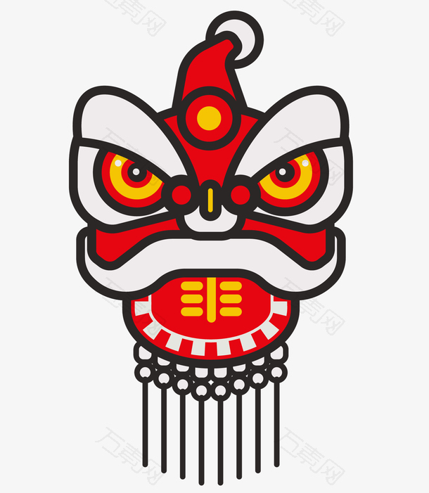 红白色相间狮子头中国风矢量元宵