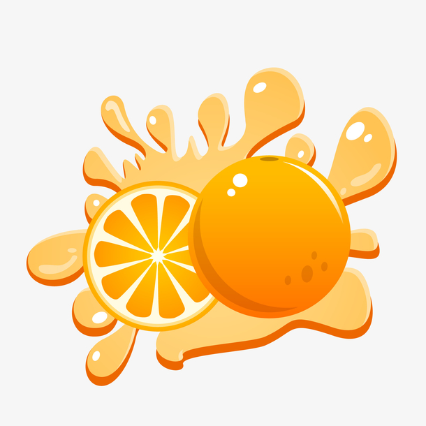 卡通橙汁果汁标签设计