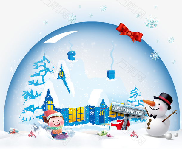 冬天装饰风景玻璃球