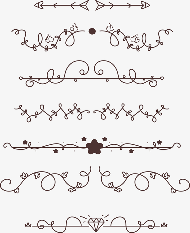 浪漫手绘花藤分割线