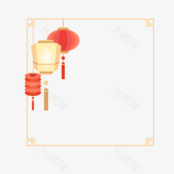 中国风节日灯笼边框元素