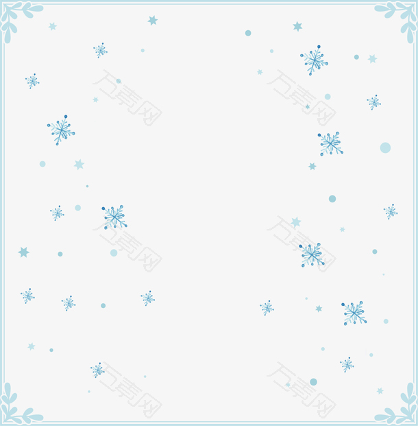 手绘风蓝色雪花边框