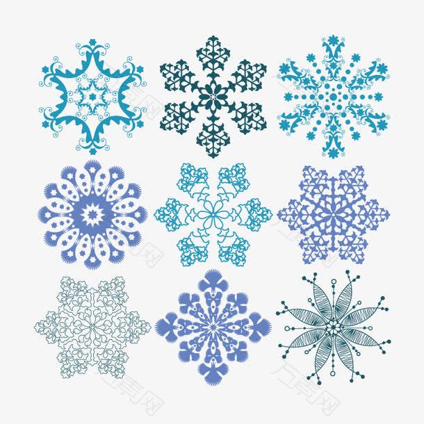 蓝色矢量雪花