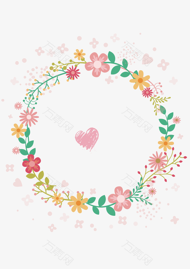 彩色花环粉色爱心